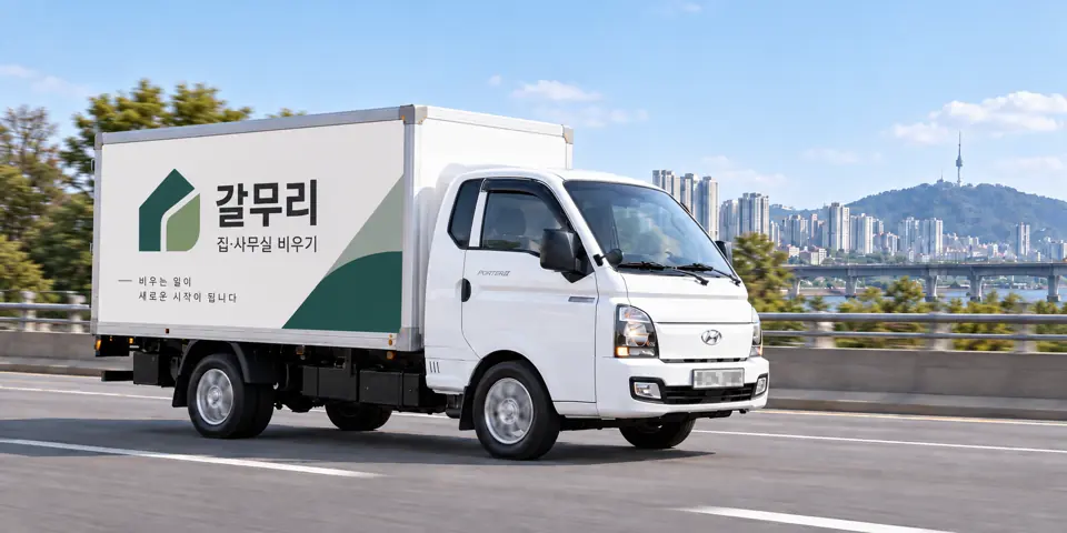 갈무리 작업 차량을 담은 그림 · 미산면 유품정리